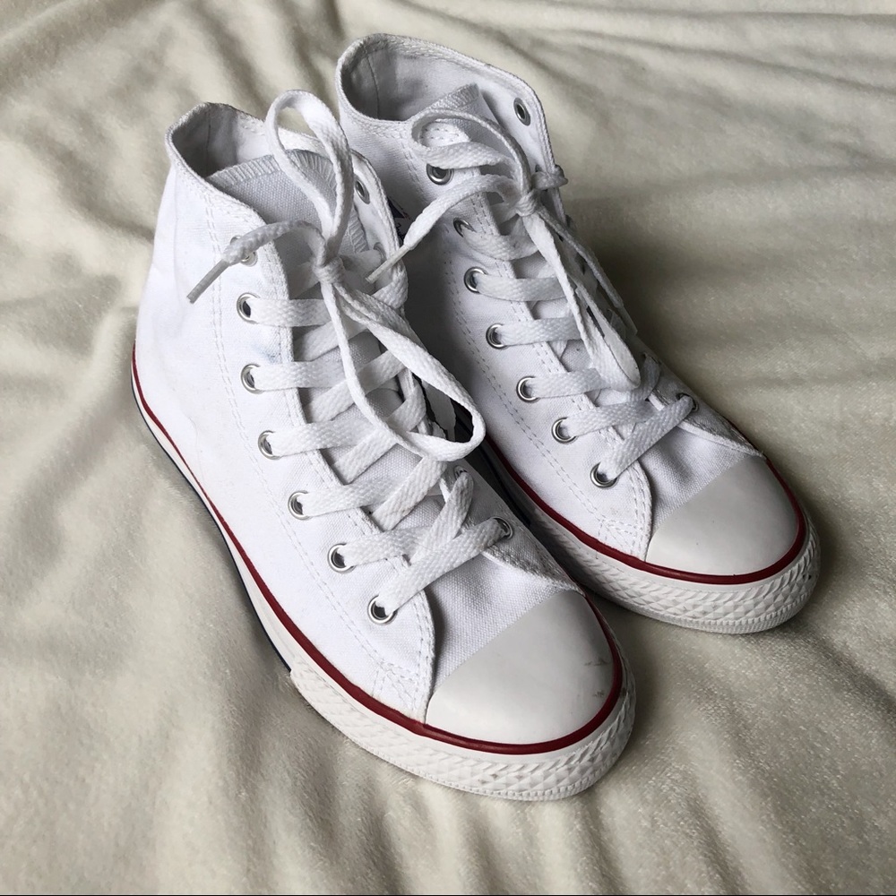 White high-top converse - kids 3 / women’s 5